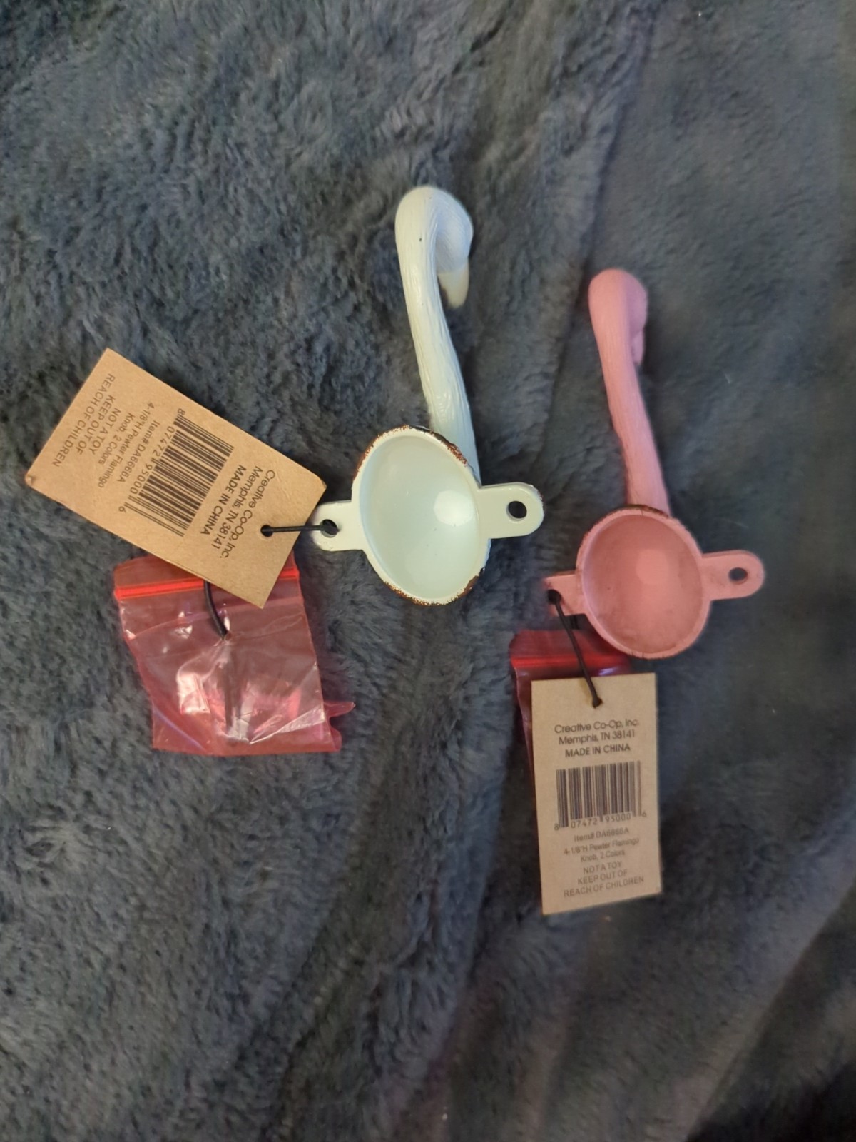 Creative Co-Op Flamingo Metal Pewter Wall Hooks Set of 2 gallery