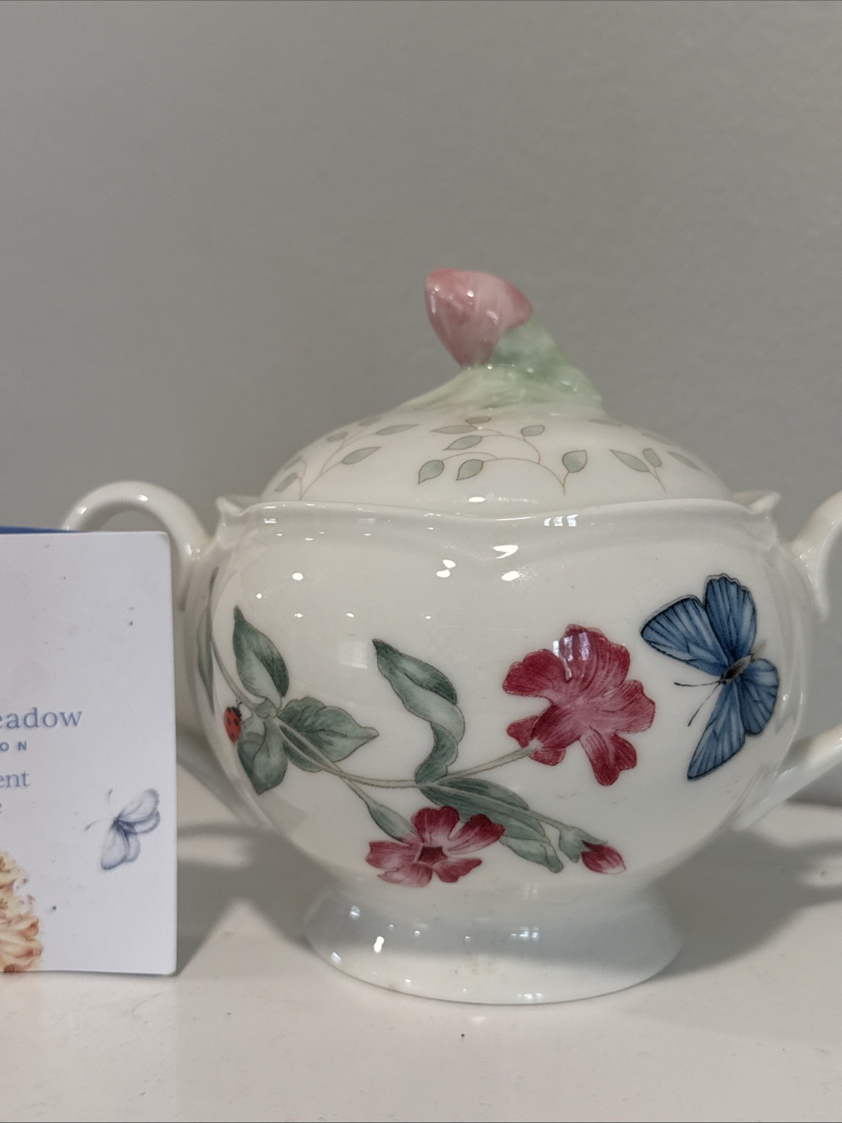 Lenox Butterfly Meadow Covered Sugar Bowl Porcelain Dish W/ Lid B29 gallery