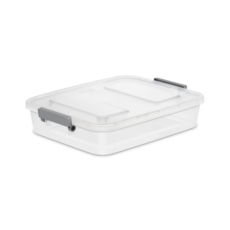 Sterilite 6.2 Qt Modular Small Storage Bin, 4-Pack, Clear Plastic,ID Latch,Gray​ gallery