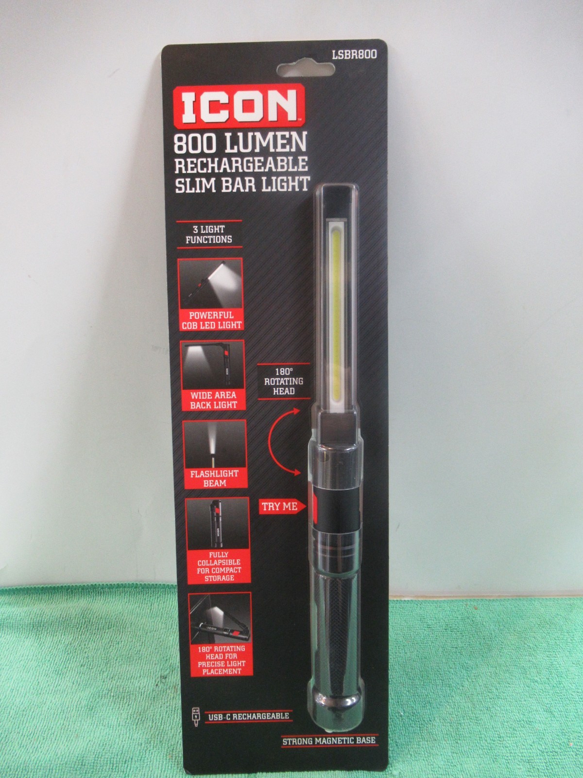 ICON 800 Lumen LED Rechargeable Magnetic Handheld Foldable Slim Bar Work Light gallery