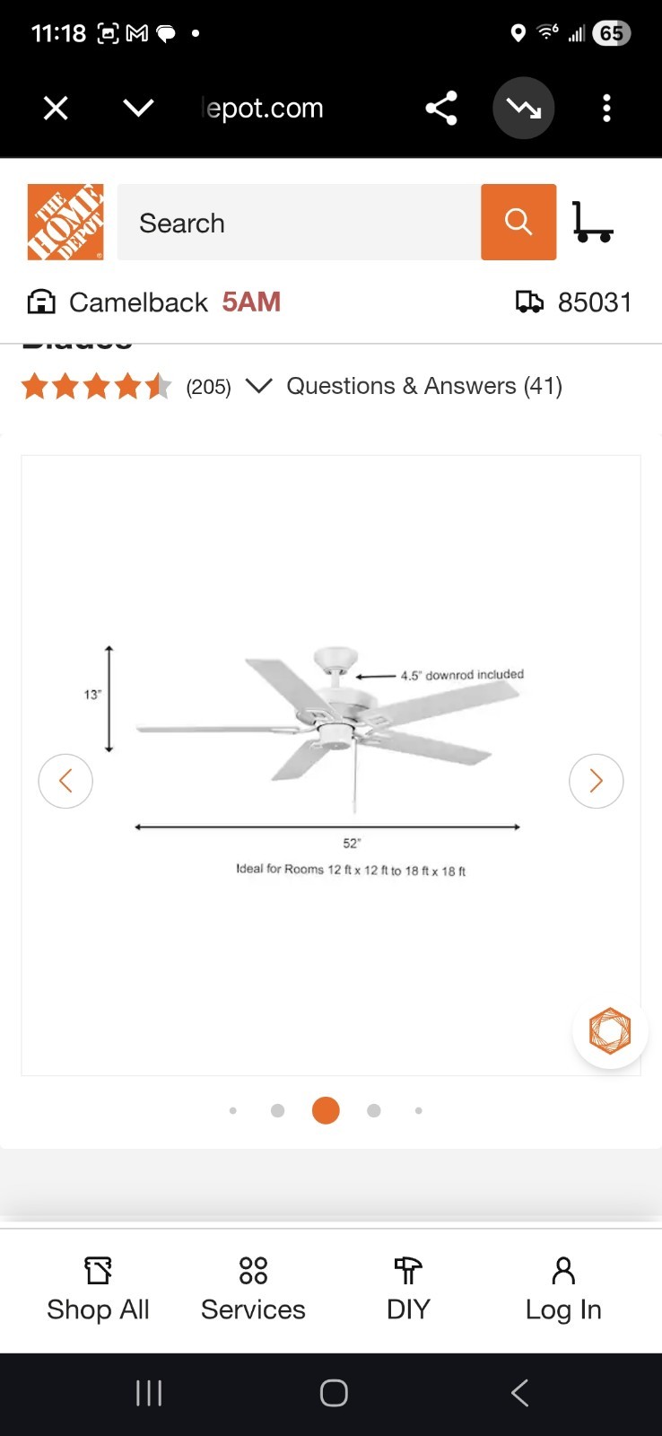 Hampton Bay Bayfield 52 in. Indoor Matte White Dry Rated Downrod Ceiling Fan gallery