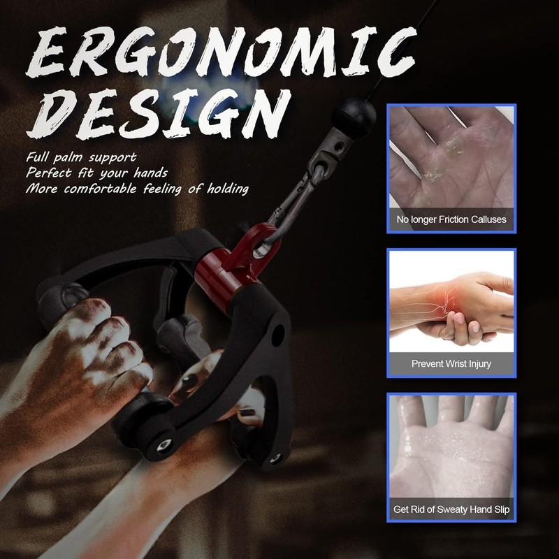 Double D Handle for Cable Machine - Ergonomic Row Handle Cable Attachment - Tria gallery