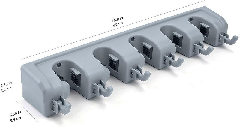 Space-Saving Wall Broom Holder with 6 Hooks for Indoor/Outdoor Tools, 35 lbs gallery
