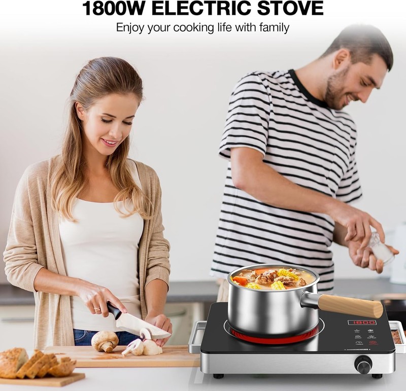 Protable Radiant Cooktop Countertop Single Burner Electric Stove Top 1800W 110V gallery