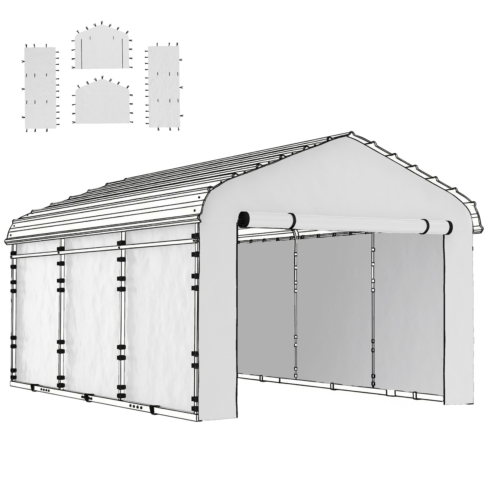 Carport Replacement Sidewall Panel Set of 4 for 12' x 20' Carports gallery