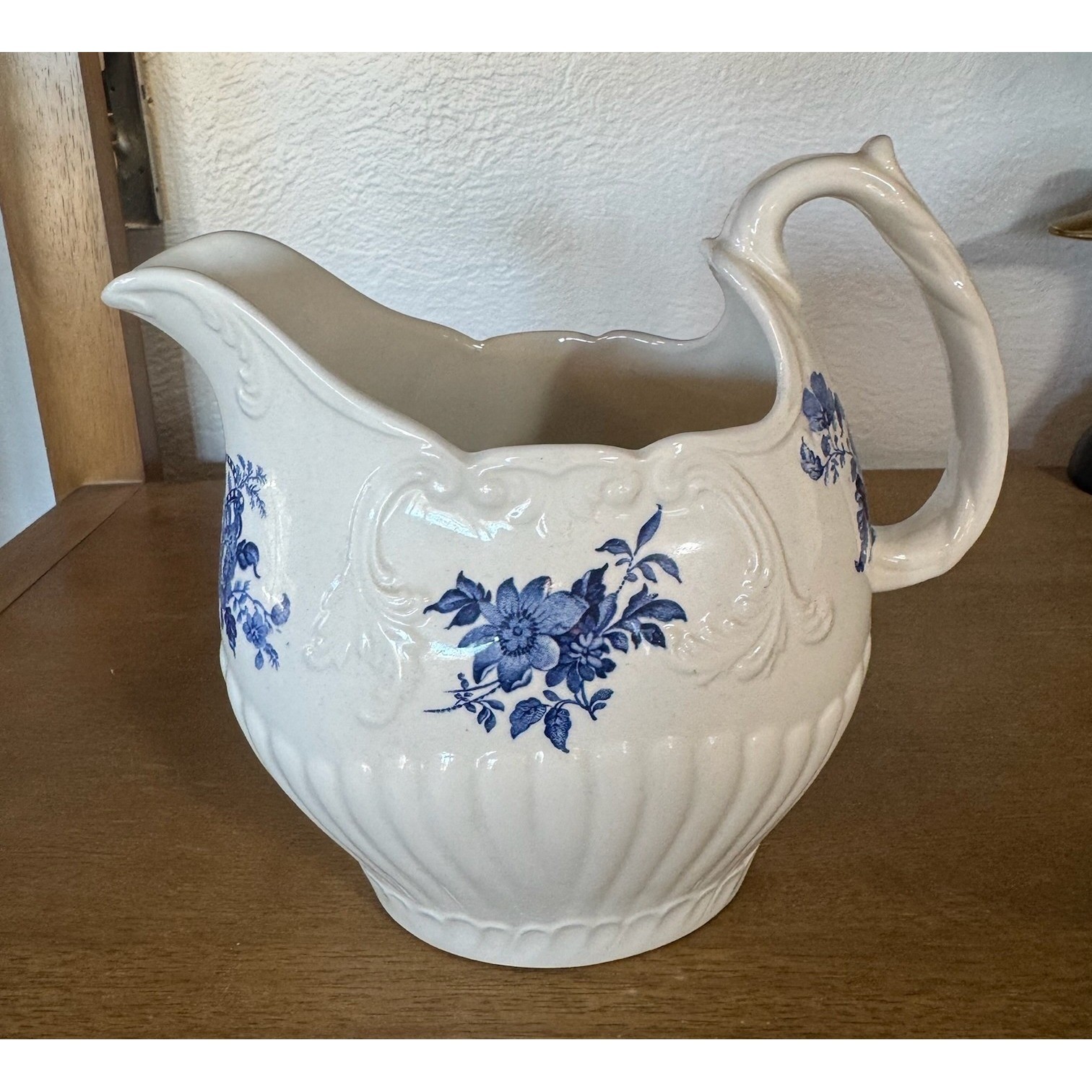 Crown Devon Staffordshire England Blue Floral Pitcher or Gravy Boat gallery