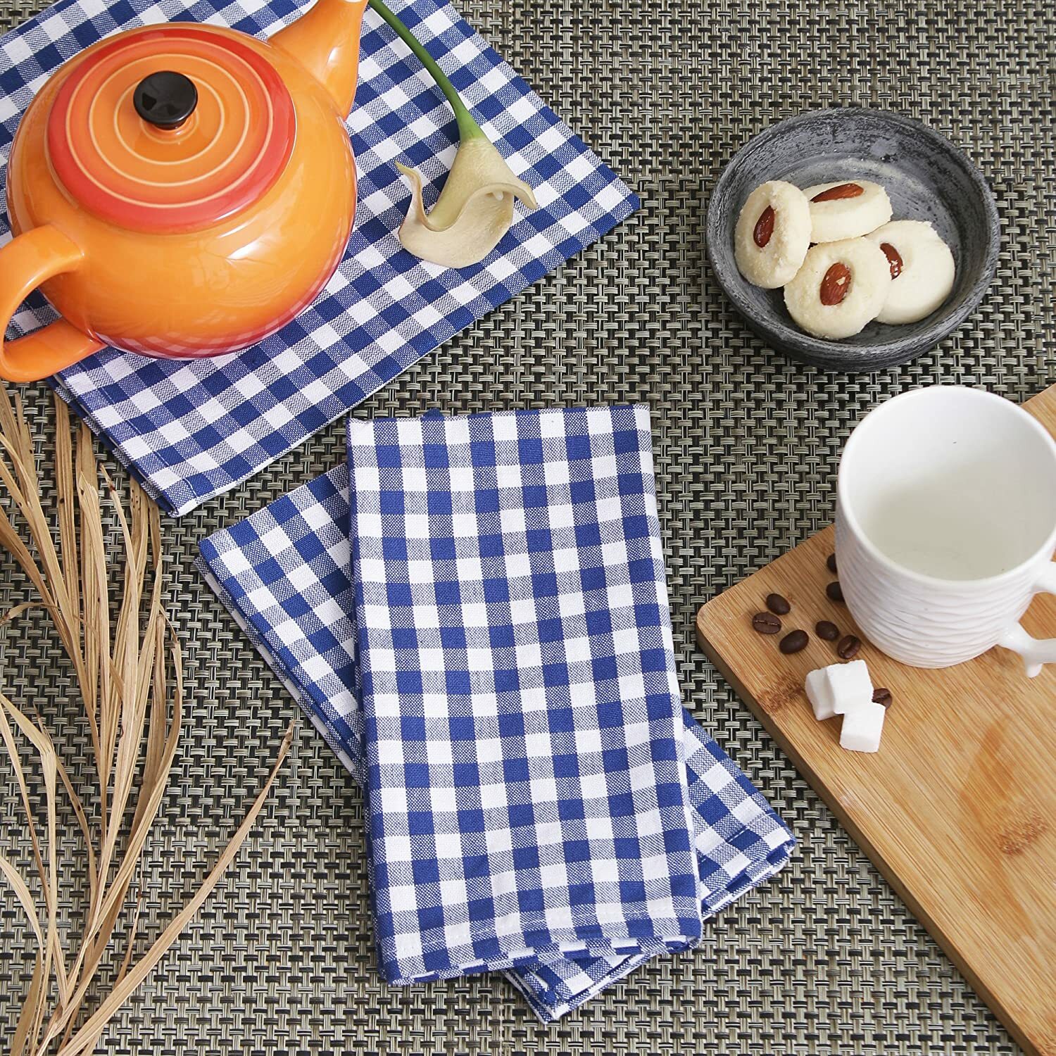 Cotton Dinner Napkins, 100% Cotton (Size: 20x20 Inch), Checkered Napkins 6/pack gallery
