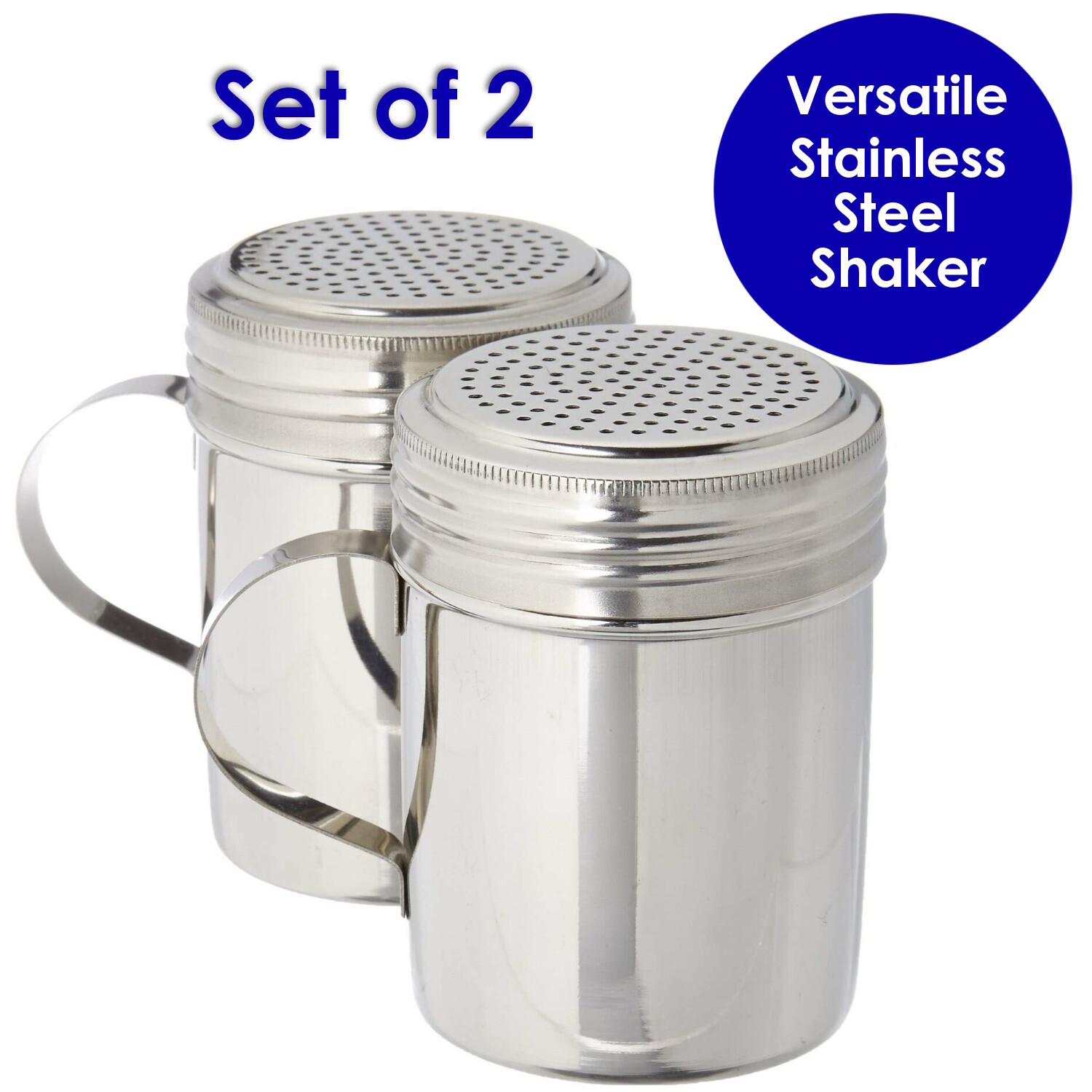 Stainless Steel Versatile Dredge Shaker Great Salt Pepper Sugar Shaker Set Of 2 gallery