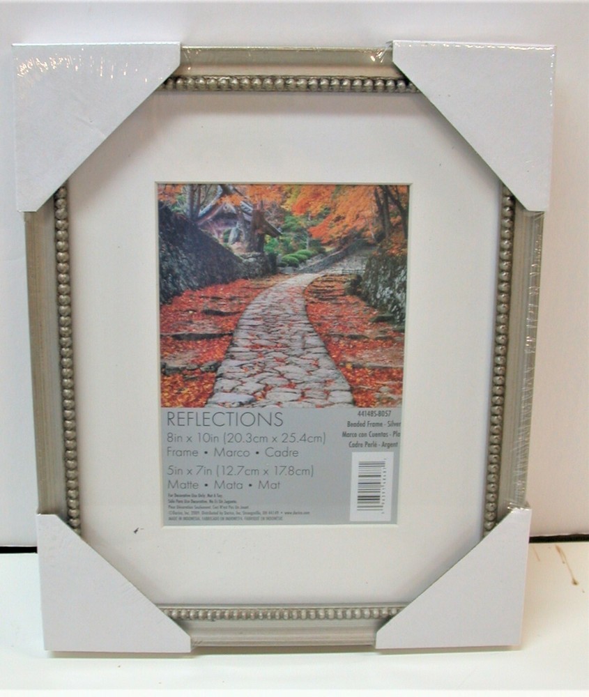 Reflections Sofia Silver Beaded Frame & Glass & Mat ~ 8x10 / 5x7 Lot 4871 NEW