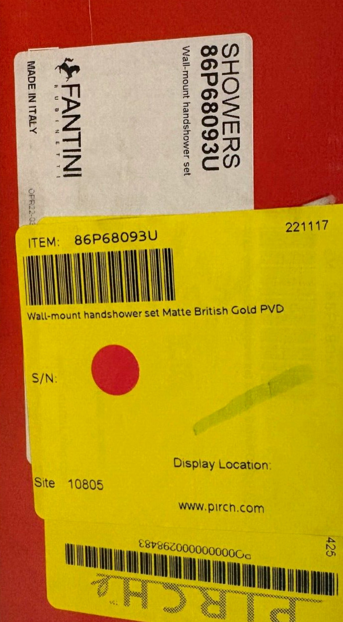 Fantini 86P68093U Wall Mount Handshower Set in MATTE BRITISH GOLD - PVD, New! gallery
