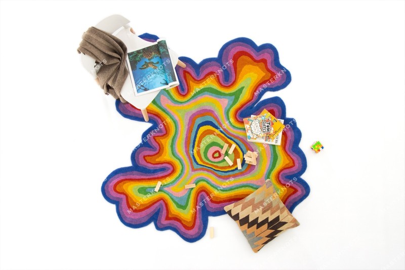 Psychedelic Irregular Shaped Tufted Custom Wool Area Rug For Gifting, Kids Room gallery