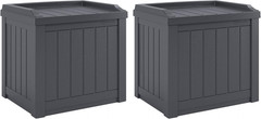 2 Pack Small Deck Box Storage W/Bench Seat for Indoor & Outdoor Use, 22 Gal., Cy