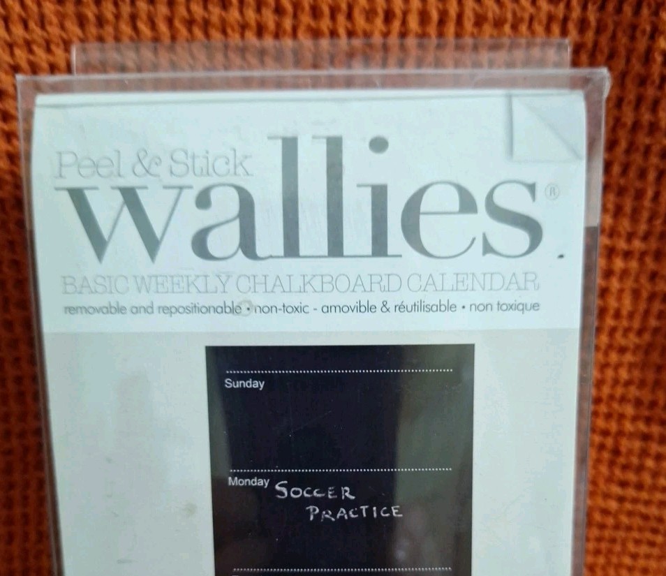 WALLIES Peel & Stick Weekly Black Chalkboard Calendar 9" X 24" Reusable NIP gallery
