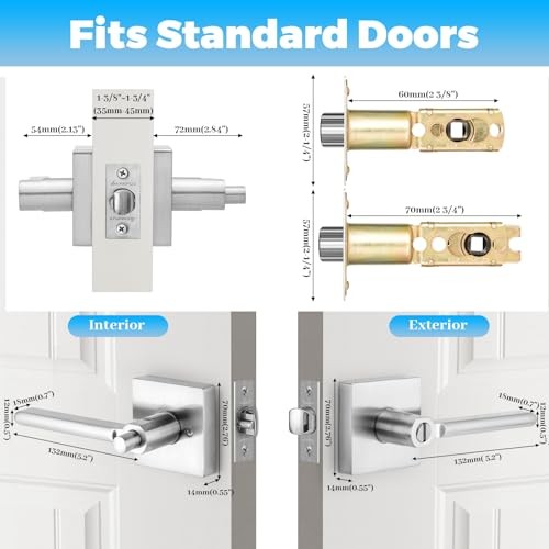 Push Button One-Touch Locking Interior Door Handle Brushed Nickel Privacy gallery