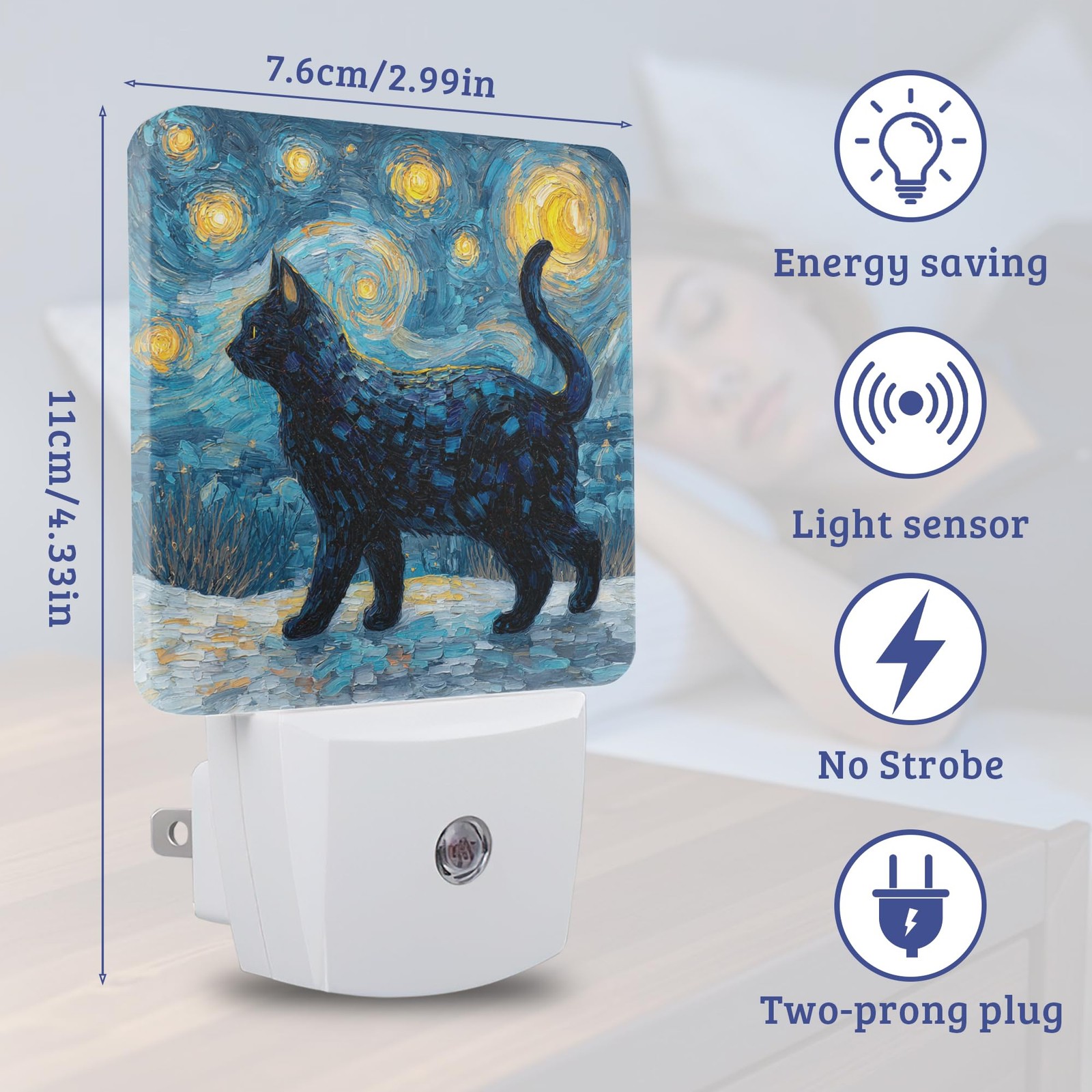 Starry Night Cat Night Light, Plug-into Wall Nightlight Lamp with Dusk to Daw... gallery