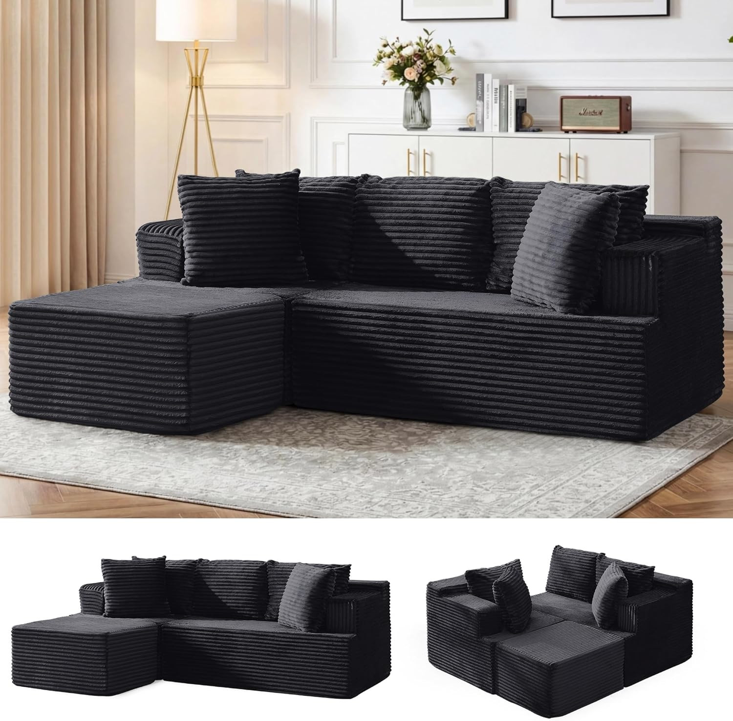 Korser 80" Cloud Modular Sectional Sofa with L-Shaped, Boneless Couches for Livi gallery