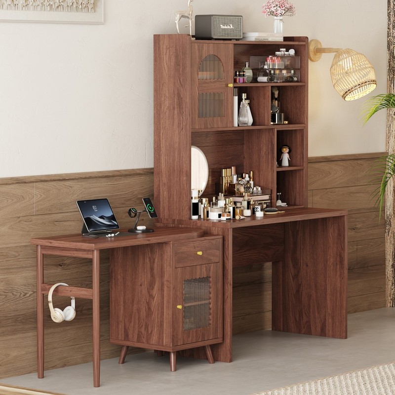 Computer Desk with 90 Degree Rotating Desktop, 43x70 Inch Office Desk gallery