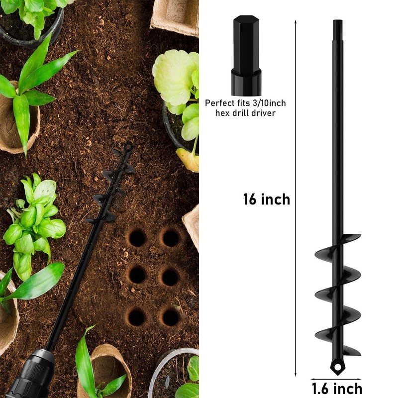 Garden Auger Drill Bit for Planting Flower Bulb Hole for 3/8"Hex Drive Drill gallery