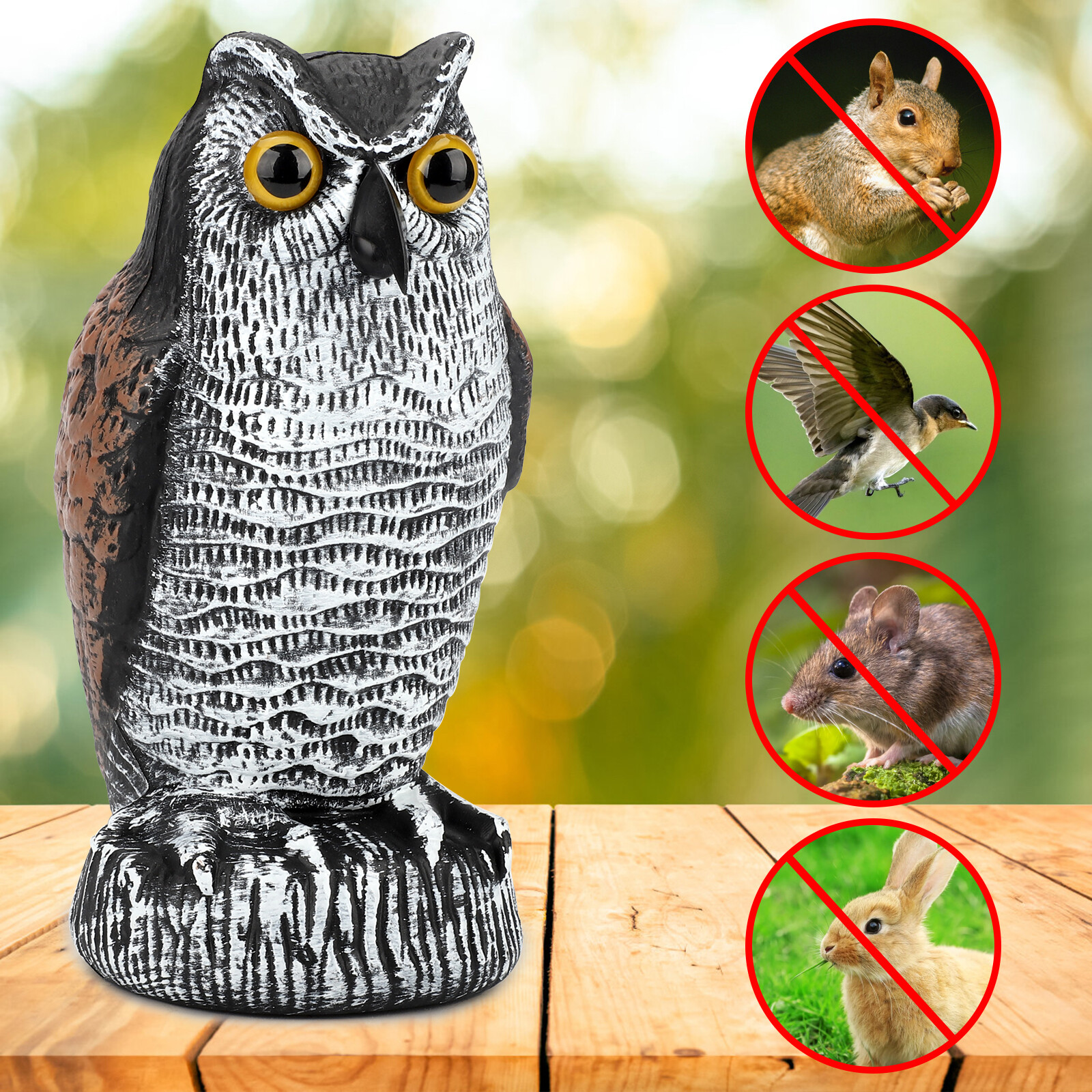 Owl Decoy Statue Protect Garden Yard Scare Birds Away Pigeon Repellent Scarecrow gallery