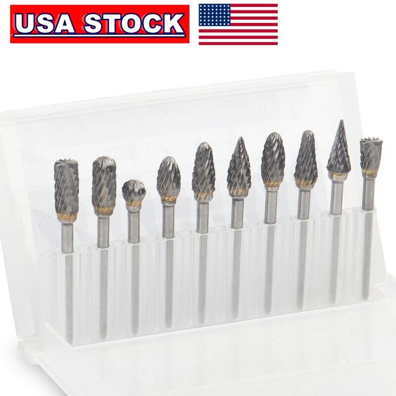 10PCS/Set 1/8'' Shank Tungsten Carbide Point Burr Die Grinder Rotary Drill Bits gallery