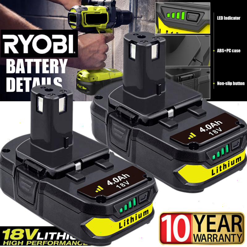 2 PACK 4.0Ah For RYOBI 18V Battery One Plus Compact Lithium-Ion P190 P192 new gallery