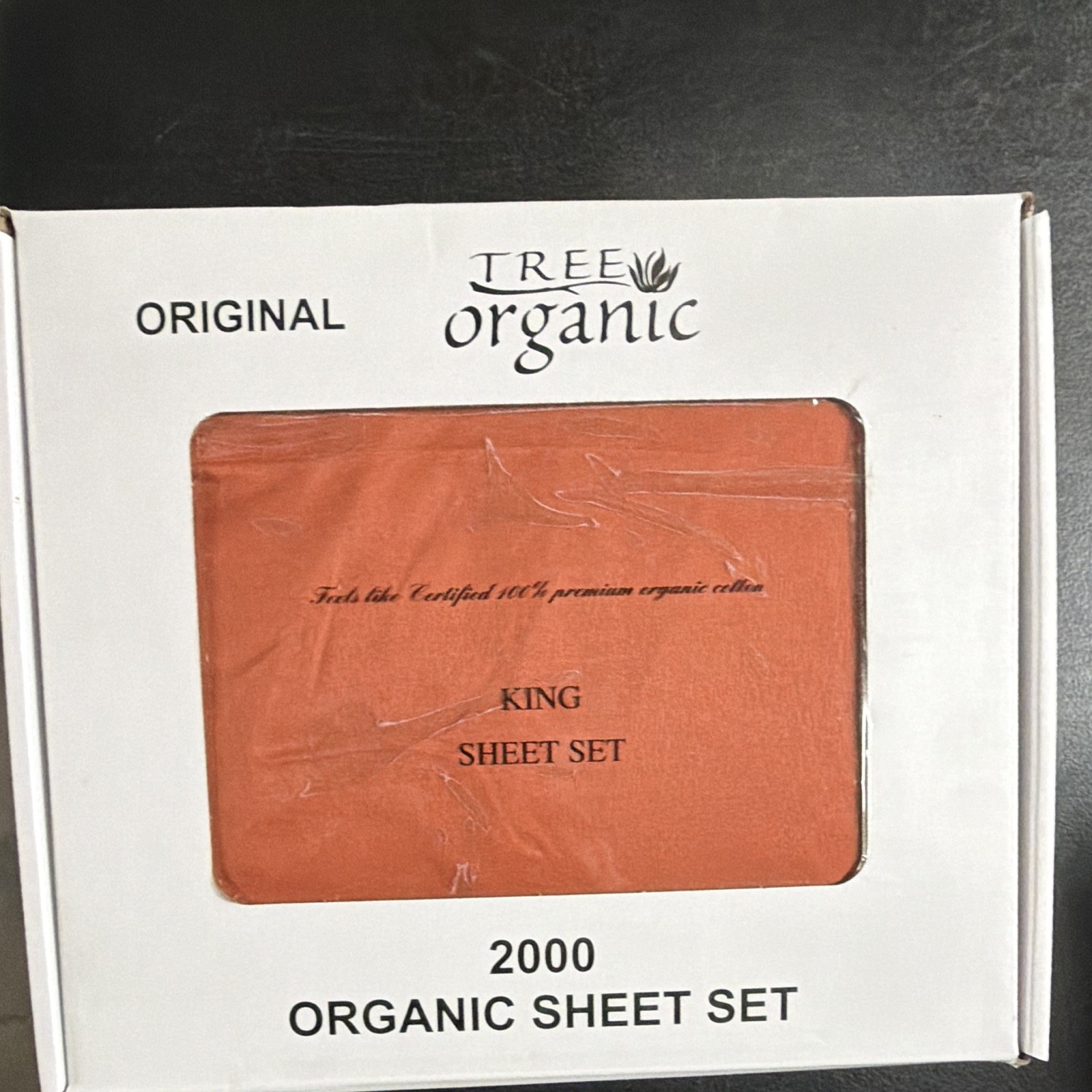 Tree Organic 2000 Organic King Sheet Set Orange Solid 100% Cotton Deep Fitted gallery