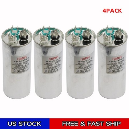 45+5 MFD ±5% Dual Run Capacitor 370 450 VAC CBB65-R AC Motor HVAC Fan 4 Pack gallery