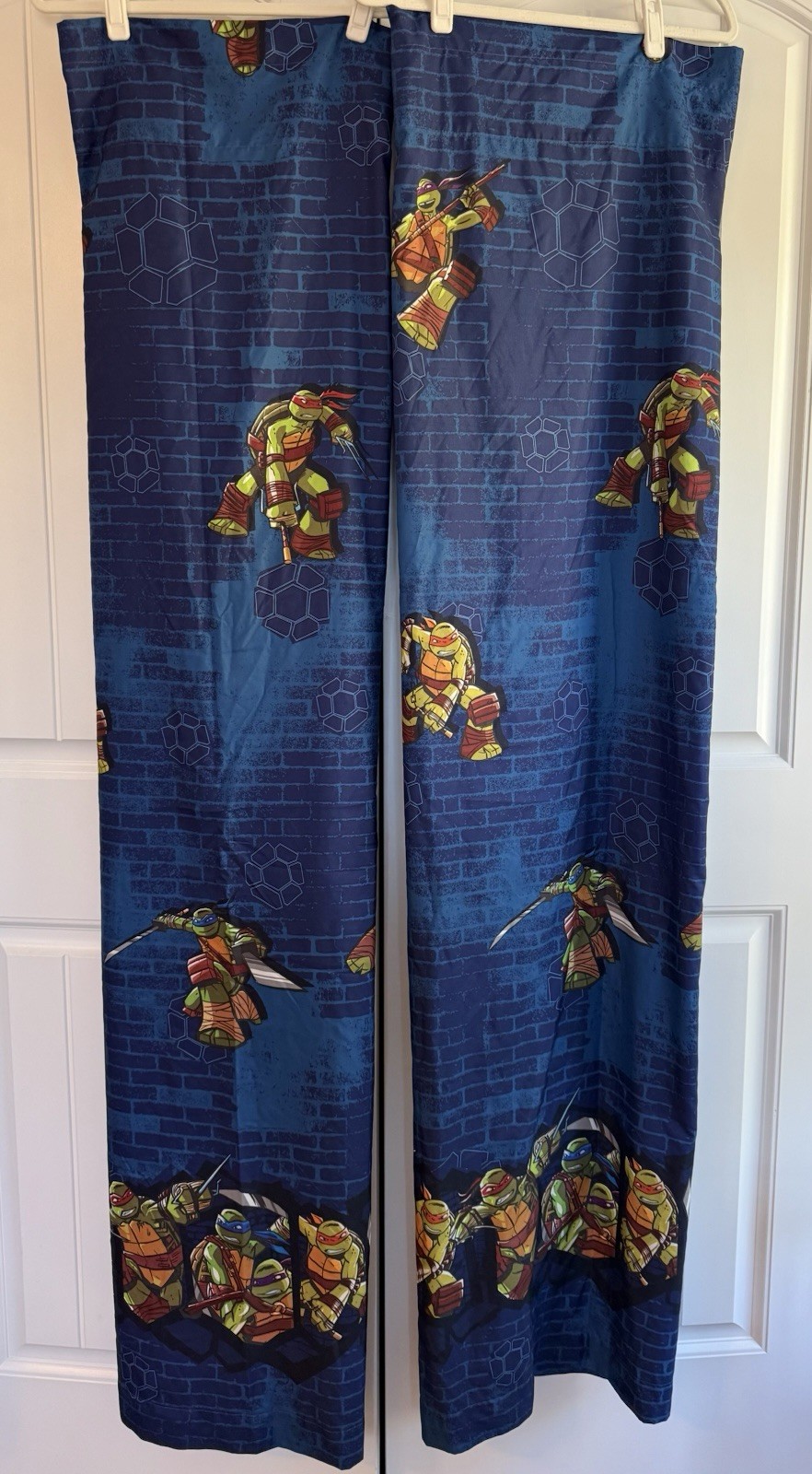 2 Teenage Mutant Ninja Turtles Blue Curtain Panels 42" X 63" Rod Pocket EUC gallery