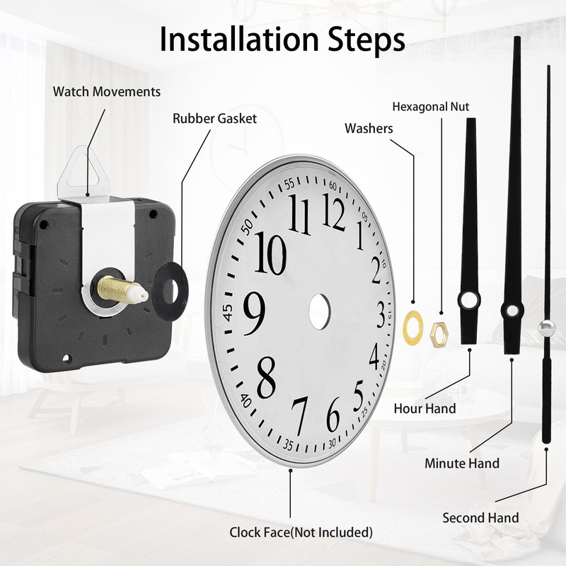 DIY Replacement Quartz Clock Movement Mechanism Hands Press Fit Repair Tool Kit gallery