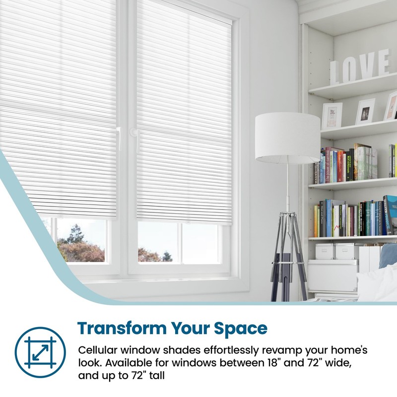 1 Pack Cellular Honeycomb Shade Light Filtering White 35' W x 72' H gallery