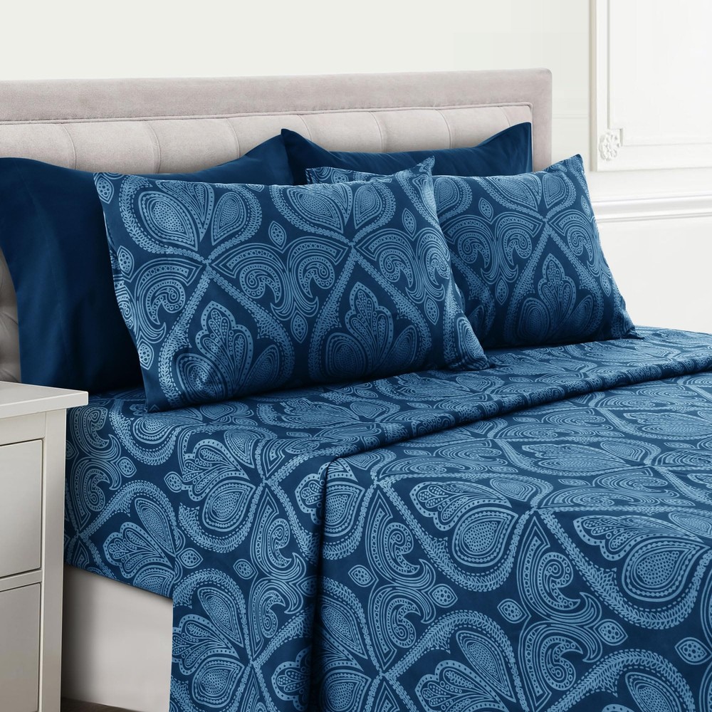 Lux Decor Queen Sheet Set 6-Pc Cooling Bed Set Breathable Hotel Sheets Microf...