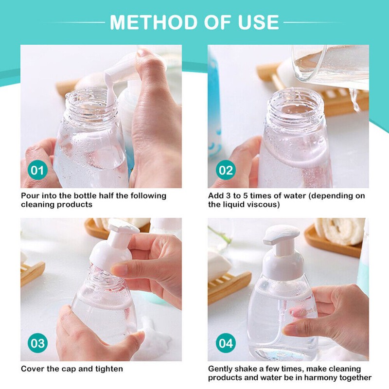 5PC Clear Gel Plastic Shower Foaming Bottle Soap Dispenser Liquid Pump Container gallery