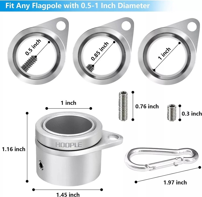2pcs Flag Pole Ring 360° Rotating Aluminum Alloy for 0.75-1 In Pole Tangle Free gallery