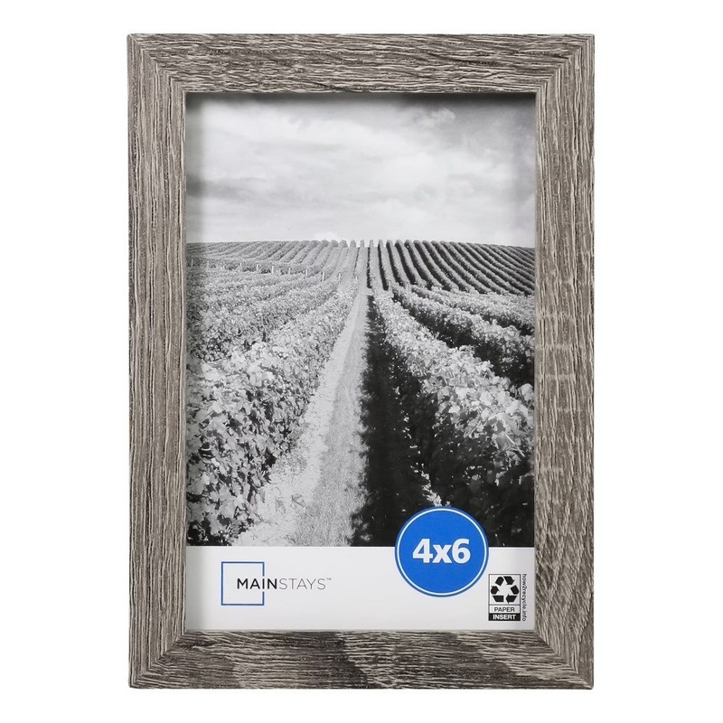 4 Pack 6x4 Picture Frame Set Rustic Gray Linear Design Tabletop and Wall Photo gallery