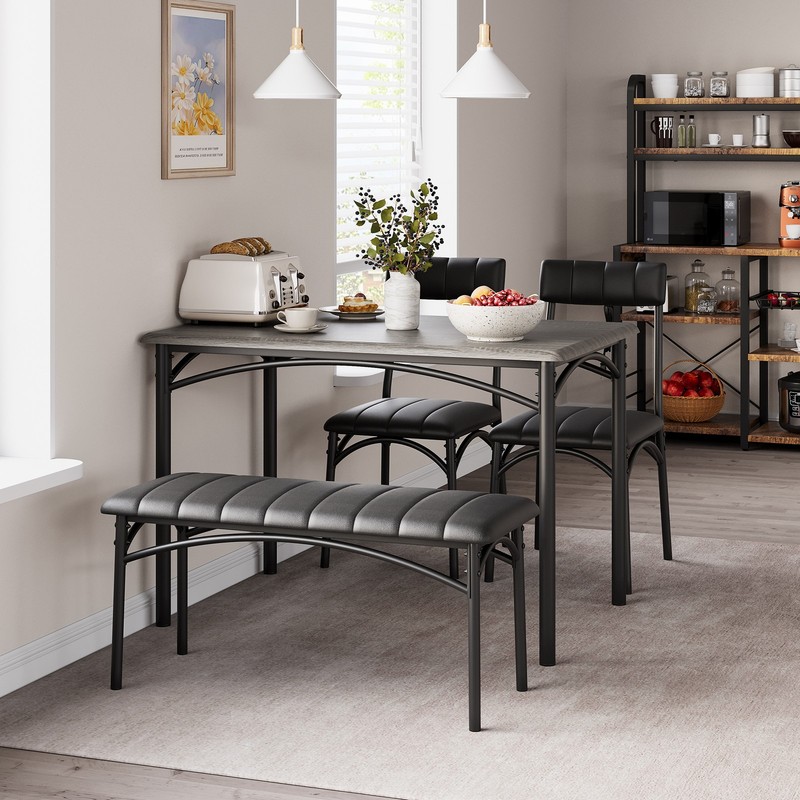 Dining Table Set For 4 People Kitchen Table With Upholstered Chairs And Bench gallery