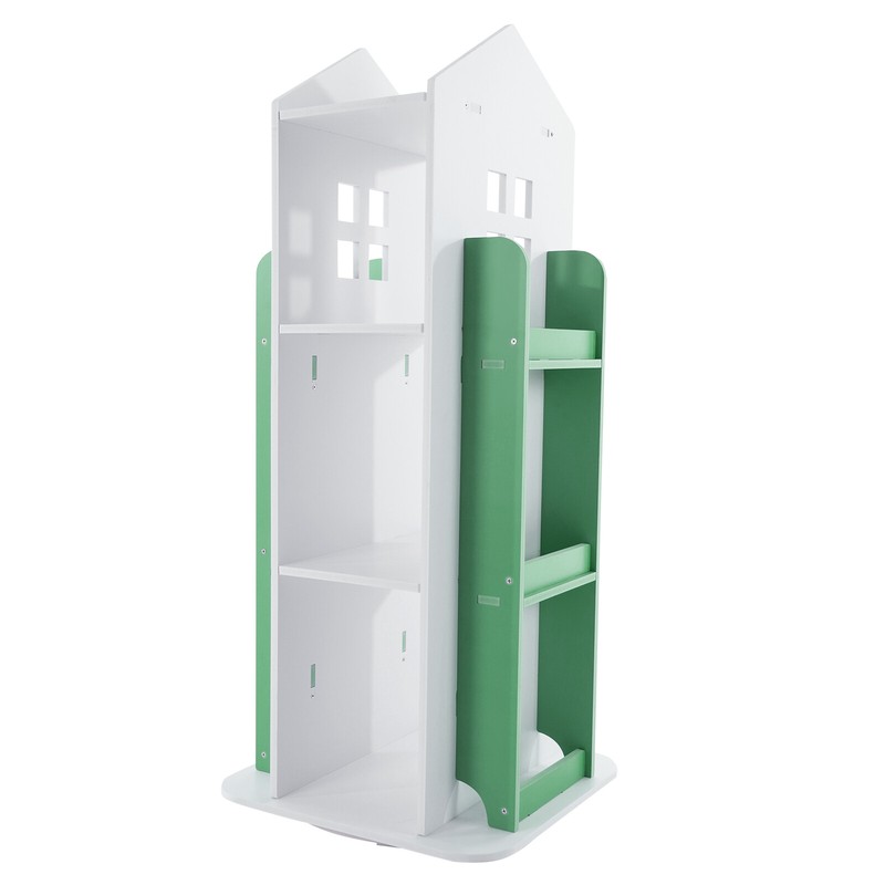 4-Tier Bookcase Storage Shelf 360° Rotating Bookshelf /Freestanding Display Rack gallery