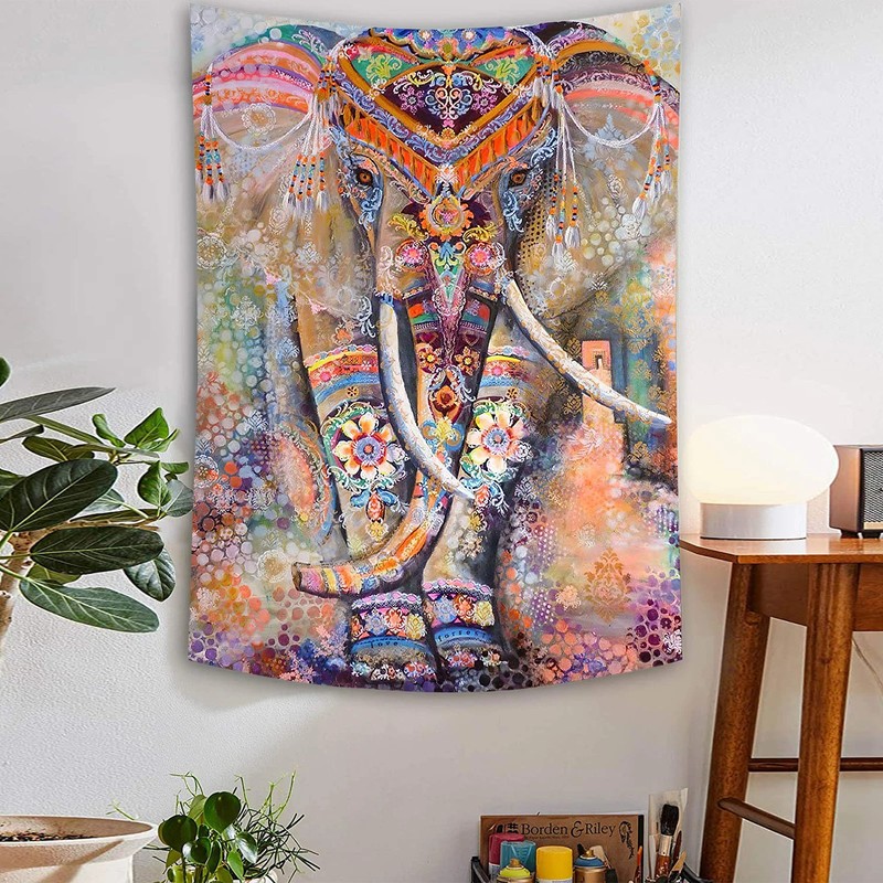 Mandala Pattern Indian Tapestry Wall Hanging Decor Bohemian Art Psychedelic Elep gallery