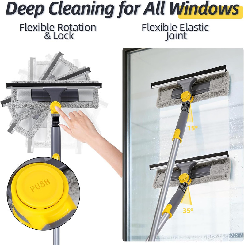 77" Squeegee for Window Cleaning | 2-in-1 Window Cleaning Kit, 180° Lockable ... gallery