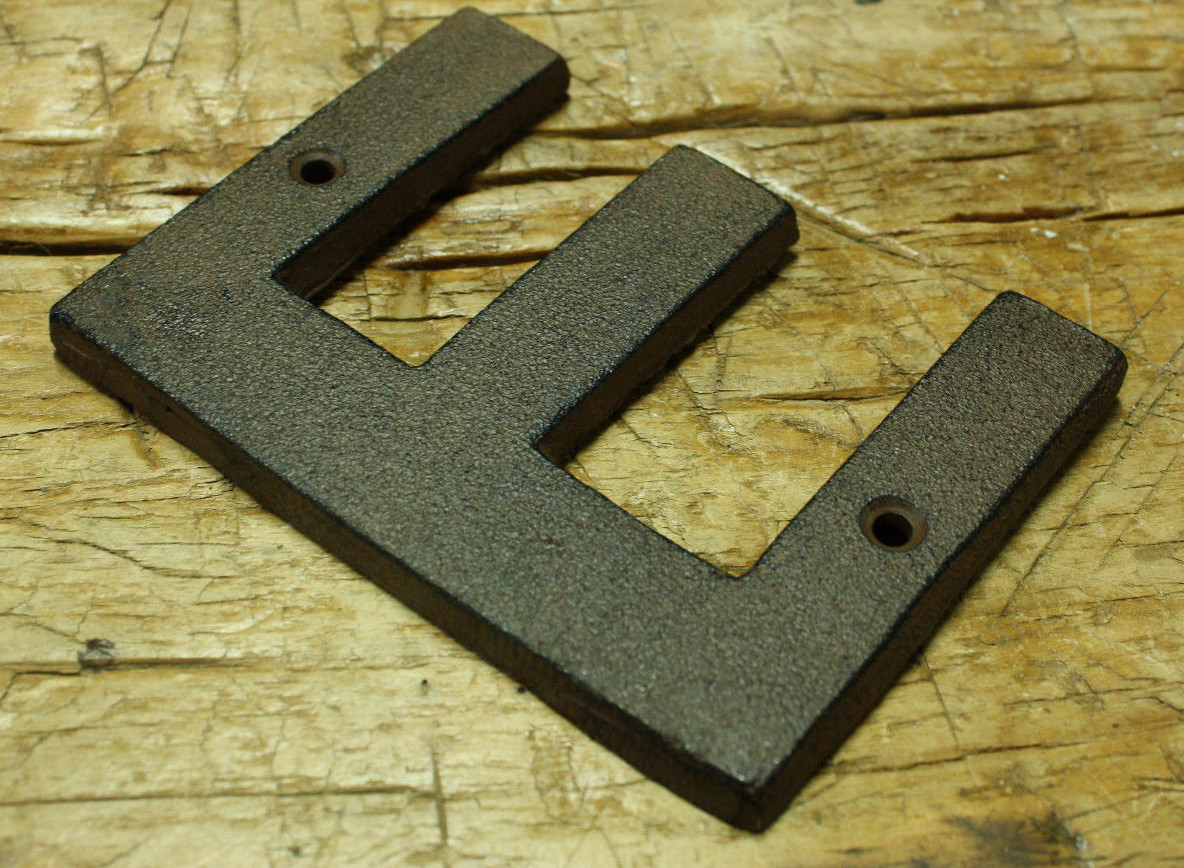 Cast Iron Industrial LETTER E Sign Rustic Brown 5" tall Alphabet gallery