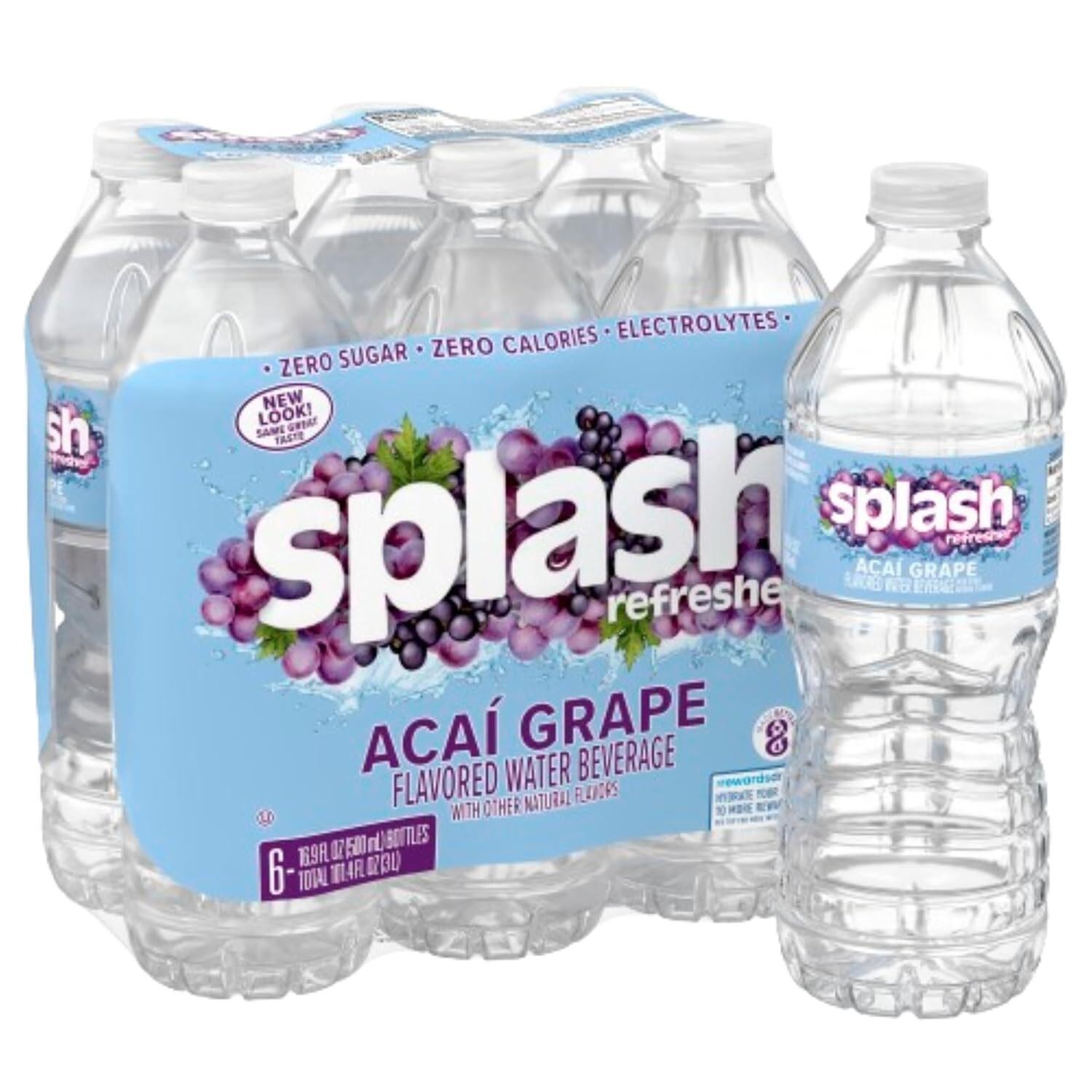 Splash Refresher Acai Grape Flavored Water, 16.9 Fl Oz, Plastic Bottle Pack of 6 gallery