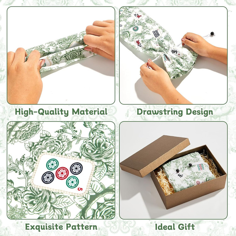 2 Pcs Drawstring Mahjong Bags Protective Sleeve Printed Tile Bag 26 Inches Ma... gallery