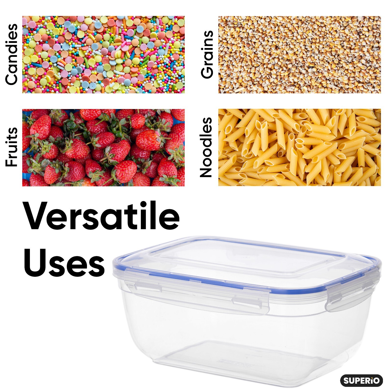 Large Plastic Food Storage Container with Airtight Lid, 5 Qt. Leakproof BPA Free gallery