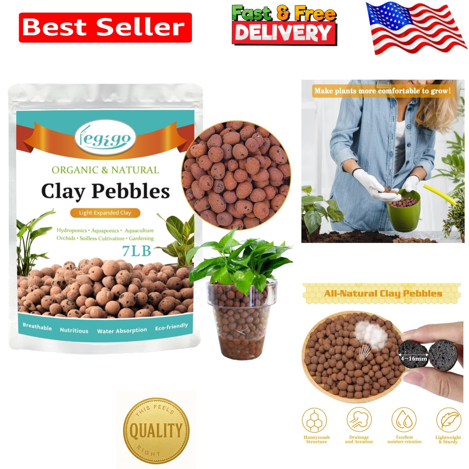 100% Natural Leca Balls - 7 LB for Exceptional Drainage in Plants & Gardens gallery