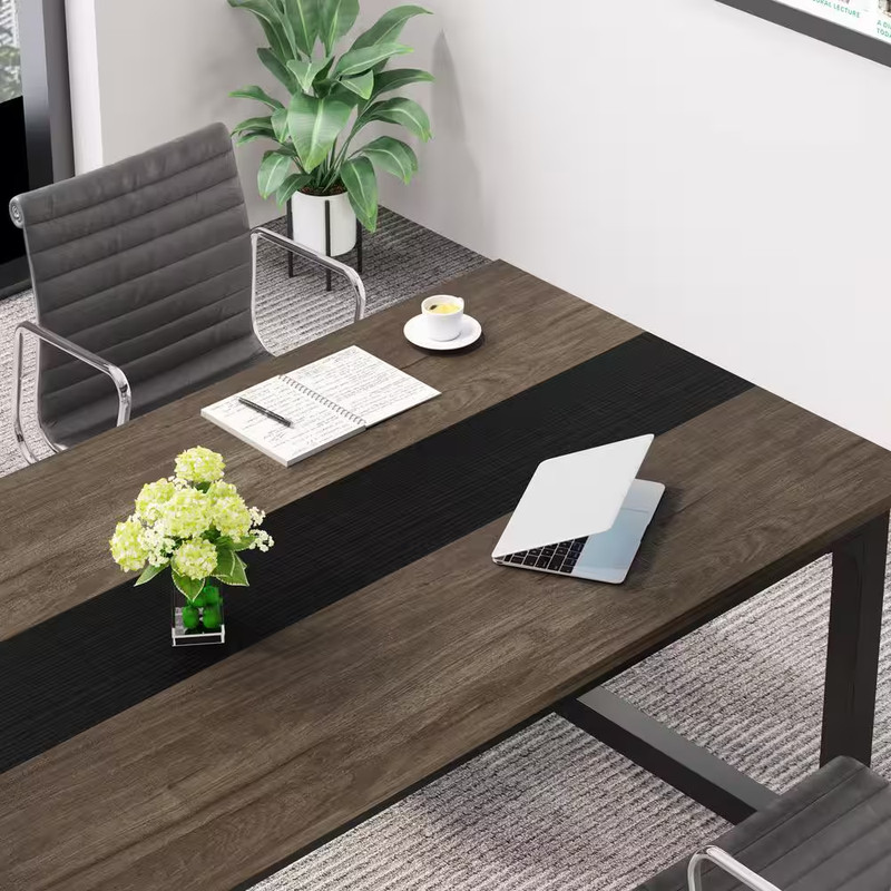 Moronia 71 In. Rectangular Gray Engineered Wood Computer Desk with Sturdy Metal gallery