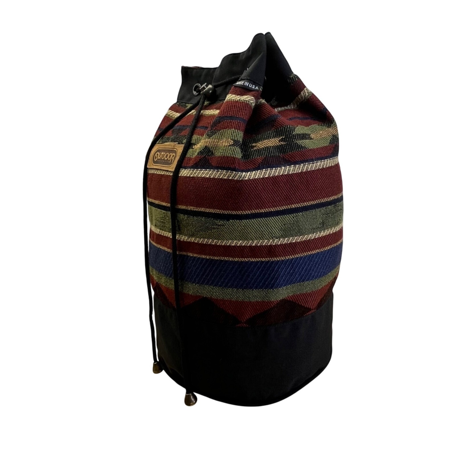 Outdoor Products Black & Red Striped Pattern Canvas & Adjustable Strap Backpack 4