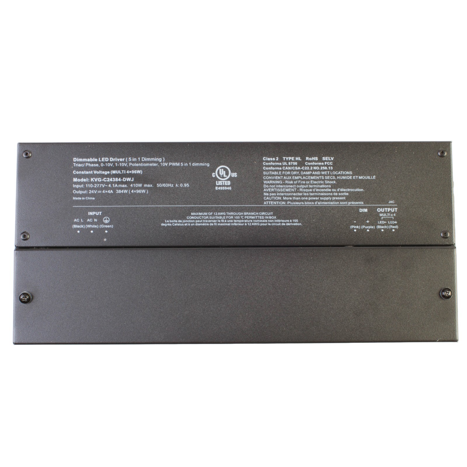 UL listed 24v dimmable LED driver 384w Class 2 Triac 0-10v ( 96wx4 ) for LED gallery