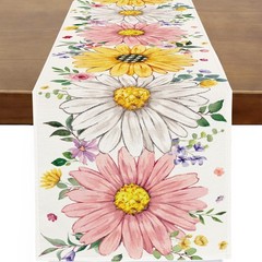 Baccessor Spring Summer Daisy Flowers Table Runner Watercolor Sunflowers Runner