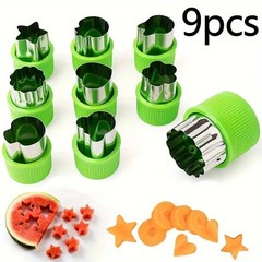 9-Pack Fruit & Veggie Cutter Set – Mini Cookie Shape Slicer Mold Stainless Steel