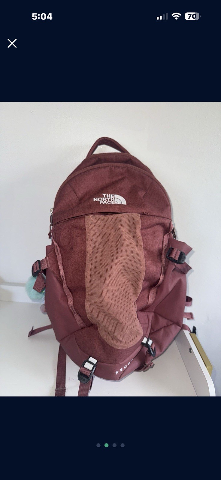 The North Face Maroon Hiking Backpack Zip Closure Polyester Adjustable Straps 2