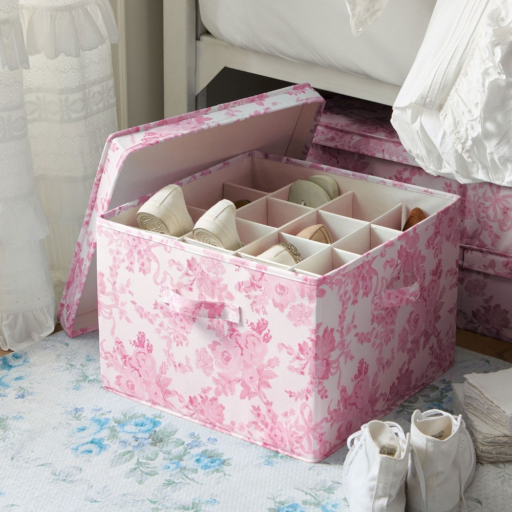 Potterybarn LoveShackFancy Underbed Shoe Storage Pink Damask